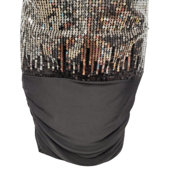 Sequin Sparkly Black and Silver Halter Strap Sexy Dress- Size L - Picture 3 of 15